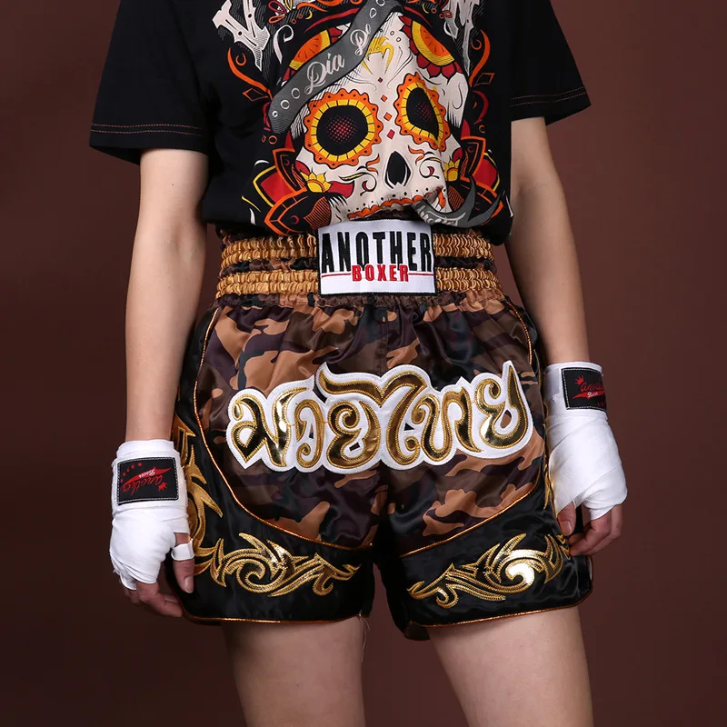 Tiger Muay Thai Shorts Satin Kick Boxing Shorts Mens Women Kids Gym Martial Arts MMA Training Clothes BJJ Fight Kickboxing Pants