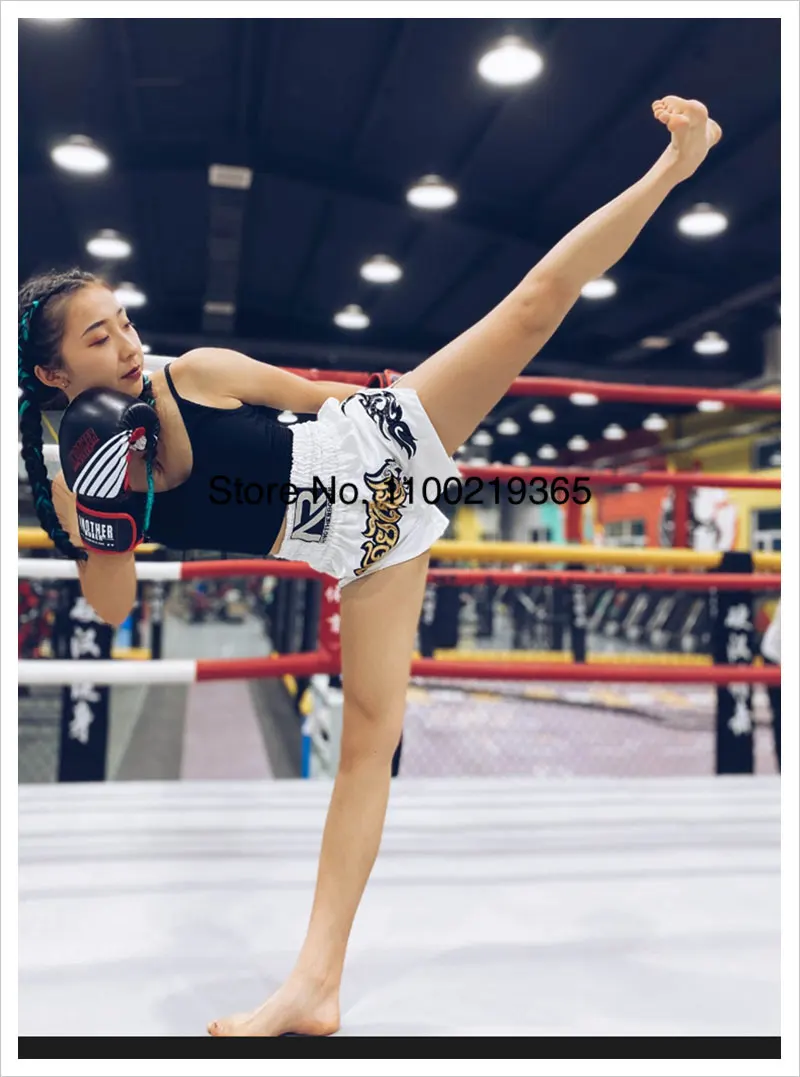 Tiger Muay Thai Shorts Satin Kick Boxing Shorts Mens Women Kids Gym Martial Arts MMA Training Clothes BJJ Fight Kickboxing Pants