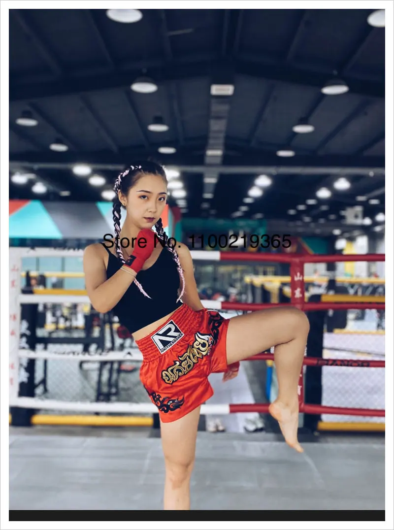 Tiger Muay Thai Shorts Satin Kick Boxing Shorts Mens Women Kids Gym Martial Arts MMA Training Clothes BJJ Fight Kickboxing Pants