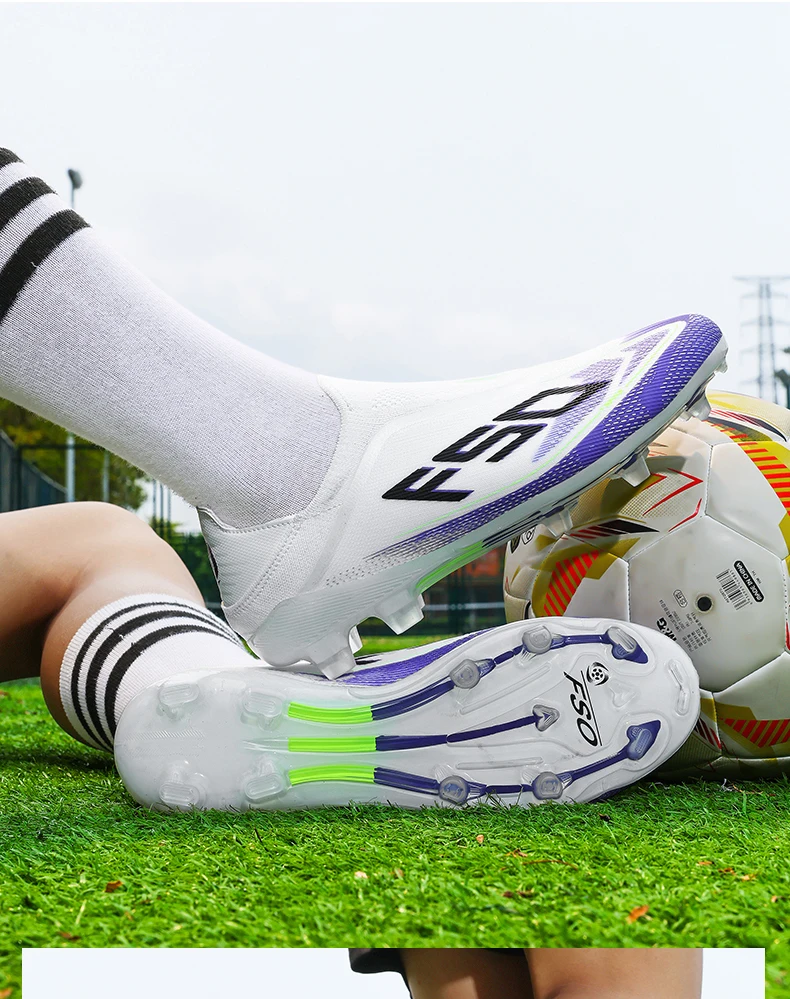 New Men Football Boots Futsal Outdoor Sneakers Match Grass Non-Slip High-quality Soccer Shoes Cleats Hot-selling High-top Light