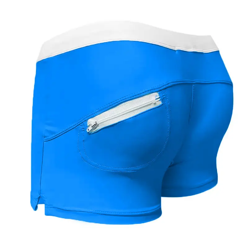 Men's Swimwear Low Waist Surfing Trunk Swim Short Sexy Personality Swimsuit Male Pocket Swimming Beach Board Short Men Bathing