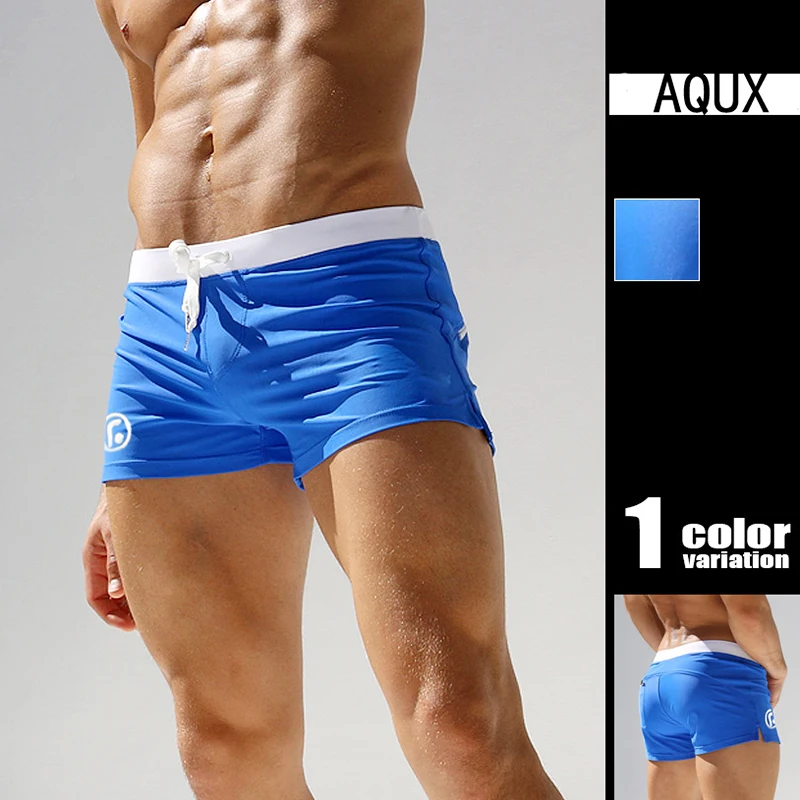 Men's Swimwear Low Waist Surfing Trunk Swim Short Sexy Personality Swimsuit Male Pocket Swimming Beach Board Short Men Bathing