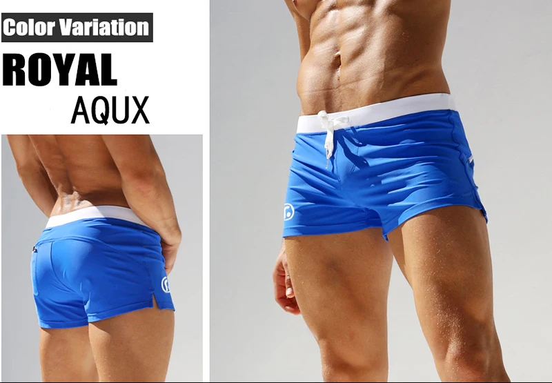 Men's Swimwear Low Waist Surfing Trunk Swim Short Sexy Personality Swimsuit Male Pocket Swimming Beach Board Short Men Bathing