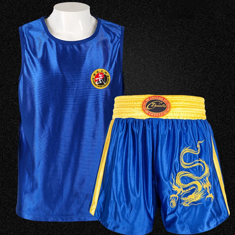 Muay Thai Shorts MMA T Shirt Kungfu Wushu Clothing Martial Arts Sanda Rashguard Boxing Pants Men Women Kids Performance Costume