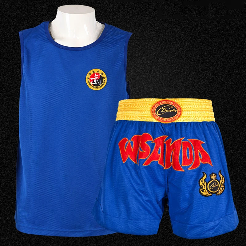 Muay Thai Shorts MMA T Shirt Kungfu Wushu Clothing Martial Arts Sanda Rashguard Boxing Pants Men Women Kids Performance Costume