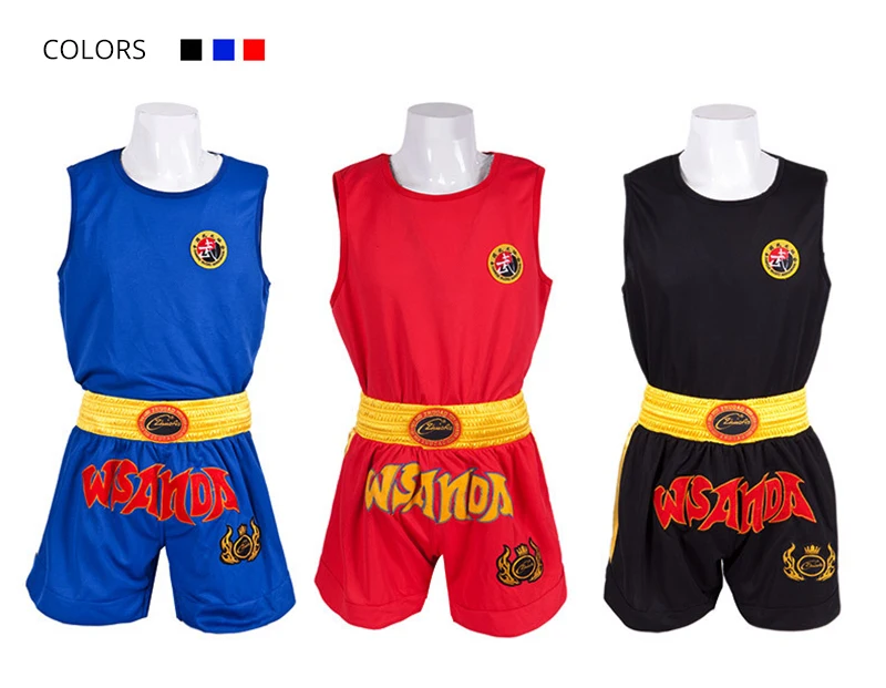 Muay Thai Shorts MMA T Shirt Kungfu Wushu Clothing Martial Arts Sanda Rashguard Boxing Pants Men Women Kids Performance Costume