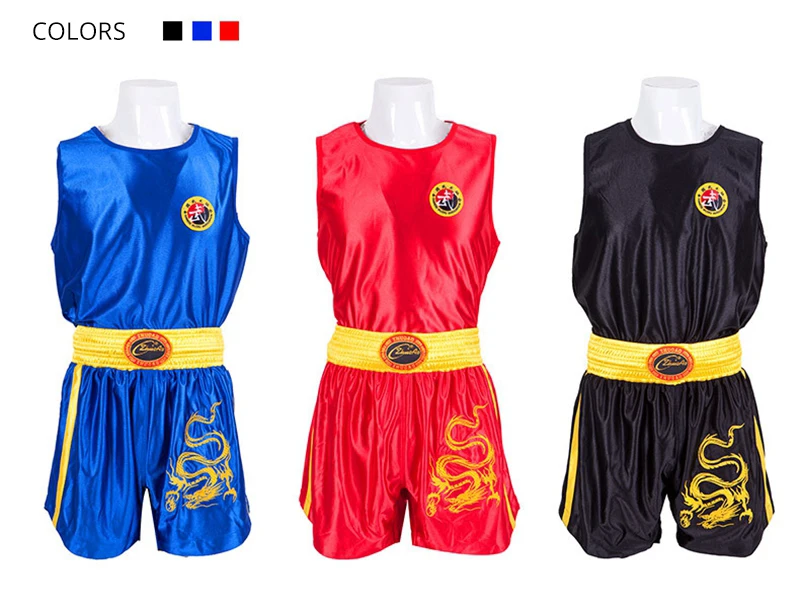 Muay Thai Shorts MMA T Shirt Kungfu Wushu Clothing Martial Arts Sanda Rashguard Boxing Pants Men Women Kids Performance Costume