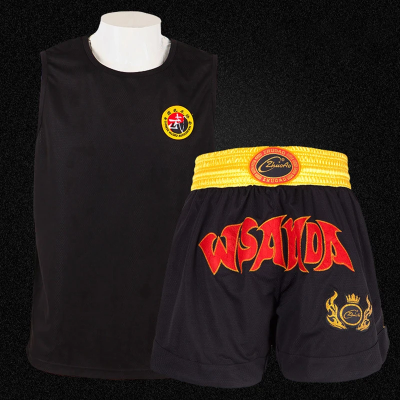 Muay Thai Shorts MMA T Shirt Kungfu Wushu Clothing Martial Arts Sanda Rashguard Boxing Pants Men Women Kids Performance Costume