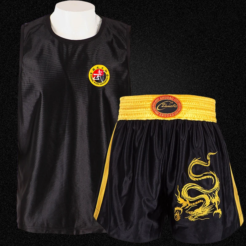 Muay Thai Shorts MMA T Shirt Kungfu Wushu Clothing Martial Arts Sanda Rashguard Boxing Pants Men Women Kids Performance Costume