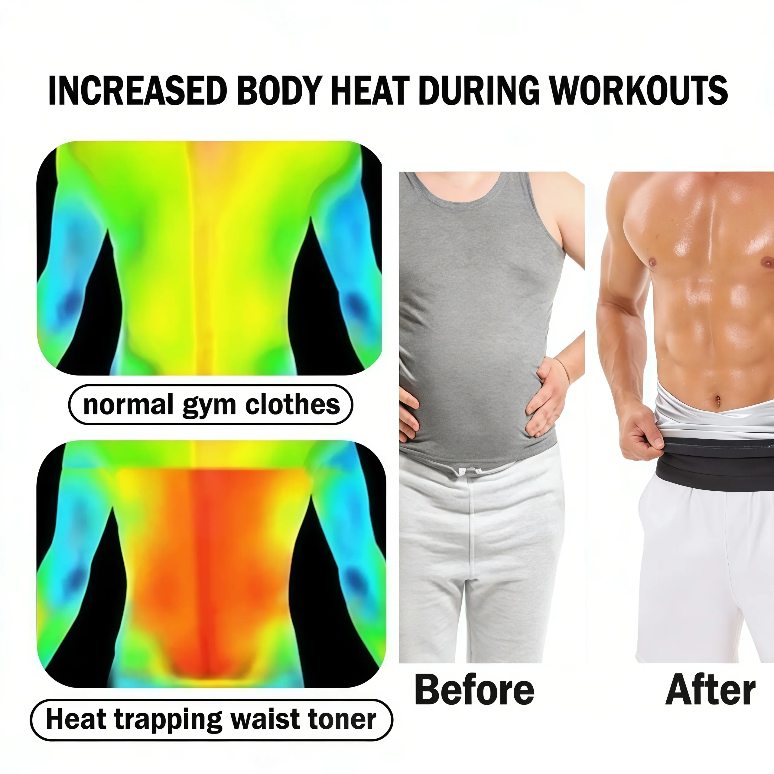 1Pcs Waist Cincher Sauna Sweat Belt for Men, Neoprene-Free Waist Trimmer, Slimming Workout Body Shaper Belly Wrap
