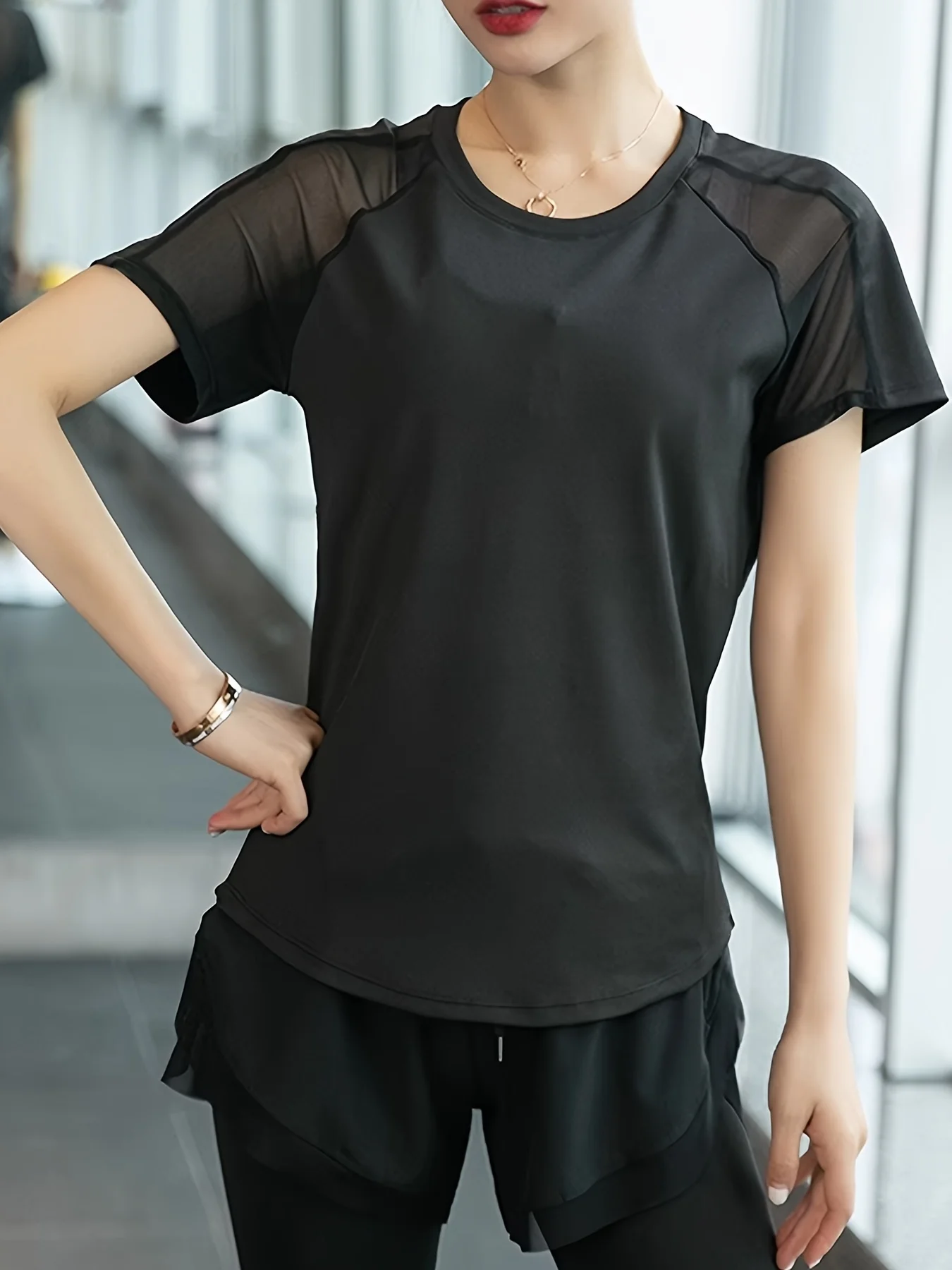 New summer sports T-shirt quick drying mesh fitness cycling running top repair thin yoga wear women short sleeve