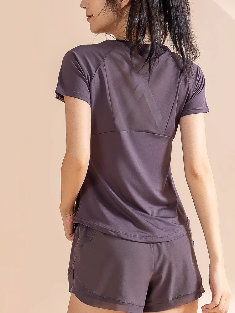 New summer sports T-shirt quick drying mesh fitness cycling running top repair thin yoga wear women short sleeve