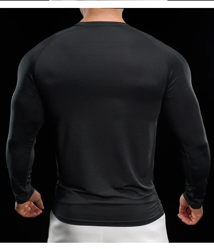 Men Running T-shirt Jogging Tracksuit Athletic Shirt Compression Long Sleeves Sport Tees Gym Fitnes Muscle Fit Shirt
