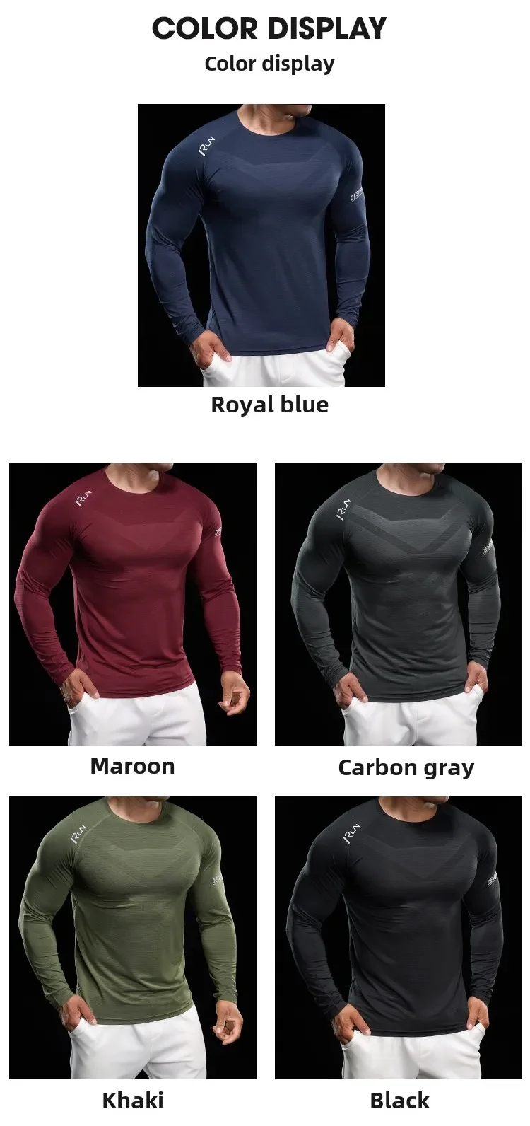 Men Running T-shirt Jogging Tracksuit Athletic Shirt Compression Long Sleeves Sport Tees Gym Fitnes Muscle Fit Shirt