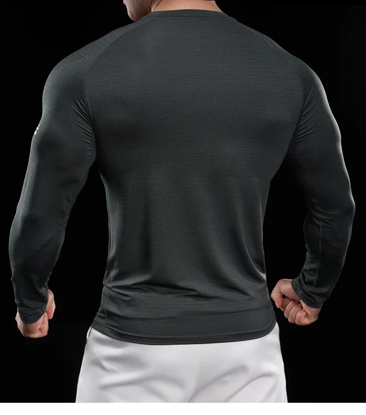 Men Running T-shirt Jogging Tracksuit Athletic Shirt Compression Long Sleeves Sport Tees Gym Fitnes Muscle Fit Shirt