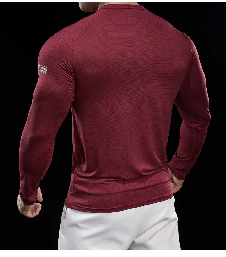 Men Running T-shirt Jogging Tracksuit Athletic Shirt Compression Long Sleeves Sport Tees Gym Fitnes Muscle Fit Shirt