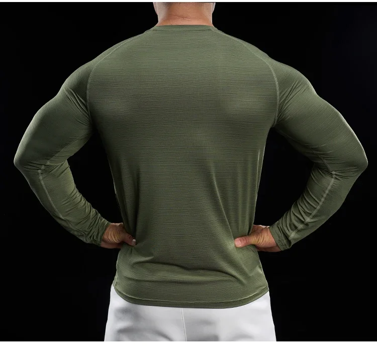 Men Running T-shirt Jogging Tracksuit Athletic Shirt Compression Long Sleeves Sport Tees Gym Fitnes Muscle Fit Shirt