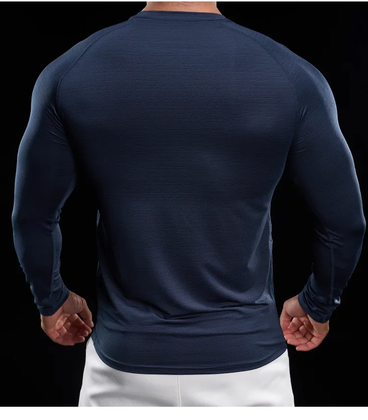 Men Running T-shirt Jogging Tracksuit Athletic Shirt Compression Long Sleeves Sport Tees Gym Fitnes Muscle Fit Shirt
