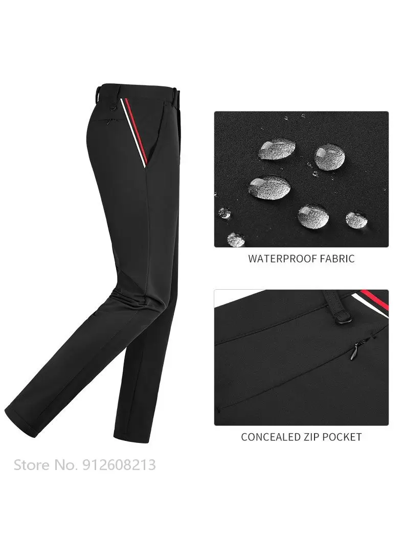 PGM Men Waterproof Sports Golf Sweatpant Velvet Warm Golf Pants Man Elastic Leisure Trousers Winter Full Length Bottoms XXS-XXXL