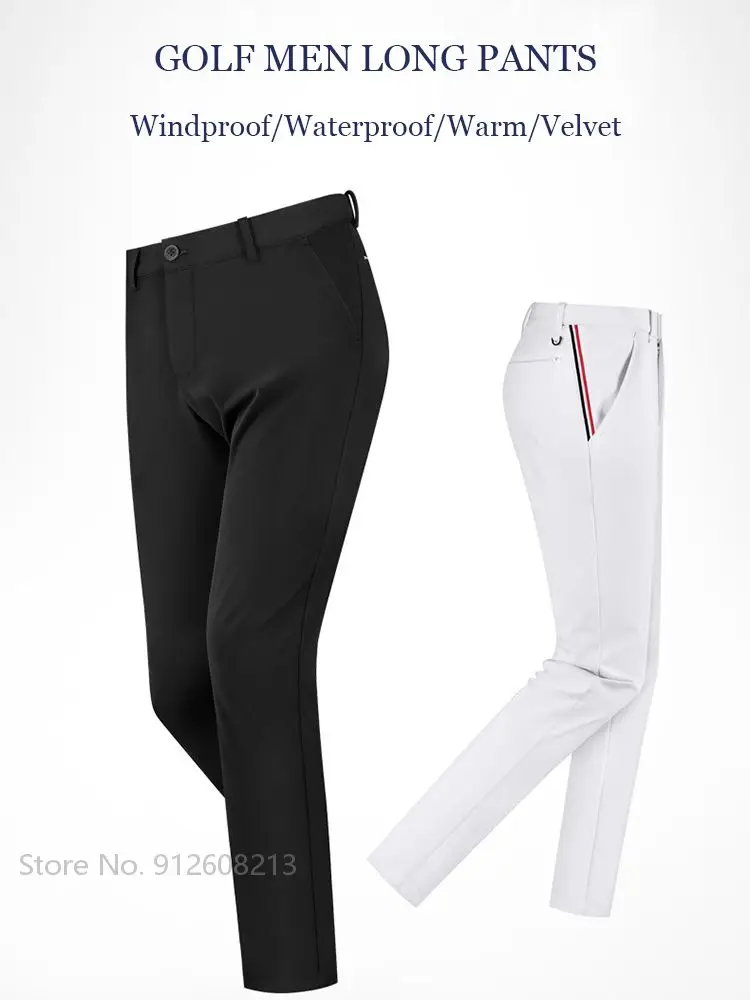 PGM Men Waterproof Sports Golf Sweatpant Velvet Warm Golf Pants Man Elastic Leisure Trousers Winter Full Length Bottoms XXS-XXXL