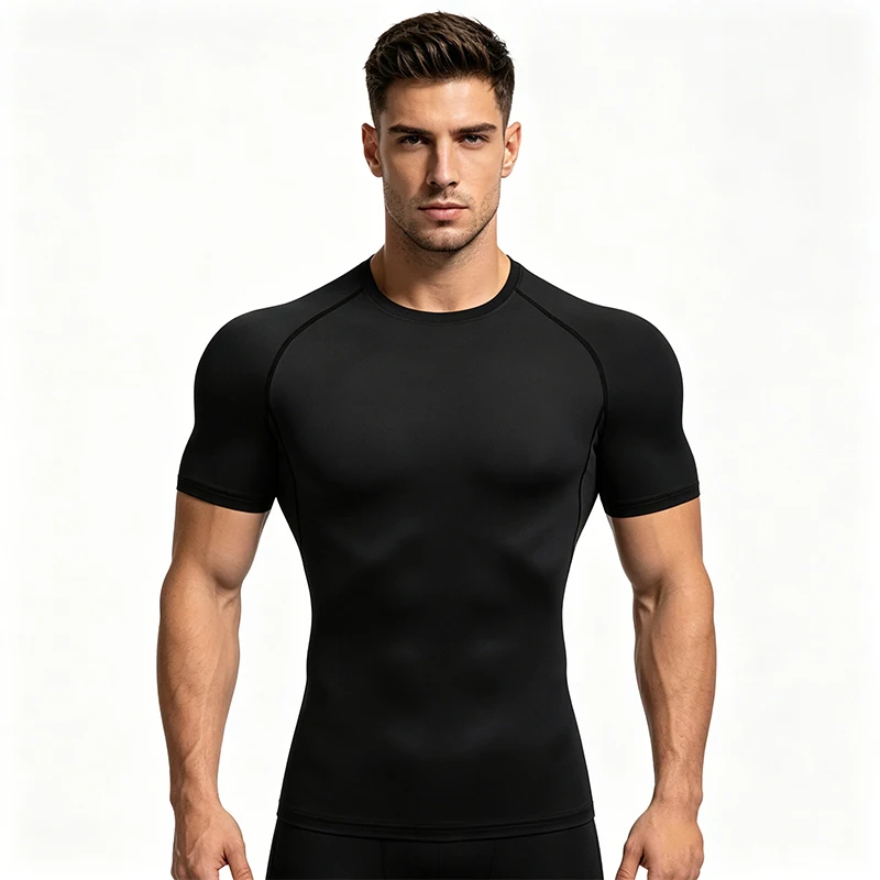 Tight Men Sport T-shirt Quick Dry Bodybuilding Running Shirt Short Sleeve Compression Top Gym T Shirt Men Fitness Rashgard