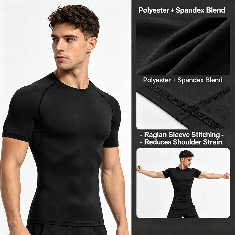 Tight Men Sport T-shirt Quick Dry Bodybuilding Running Shirt Short Sleeve Compression Top Gym T Shirt Men Fitness Rashgard