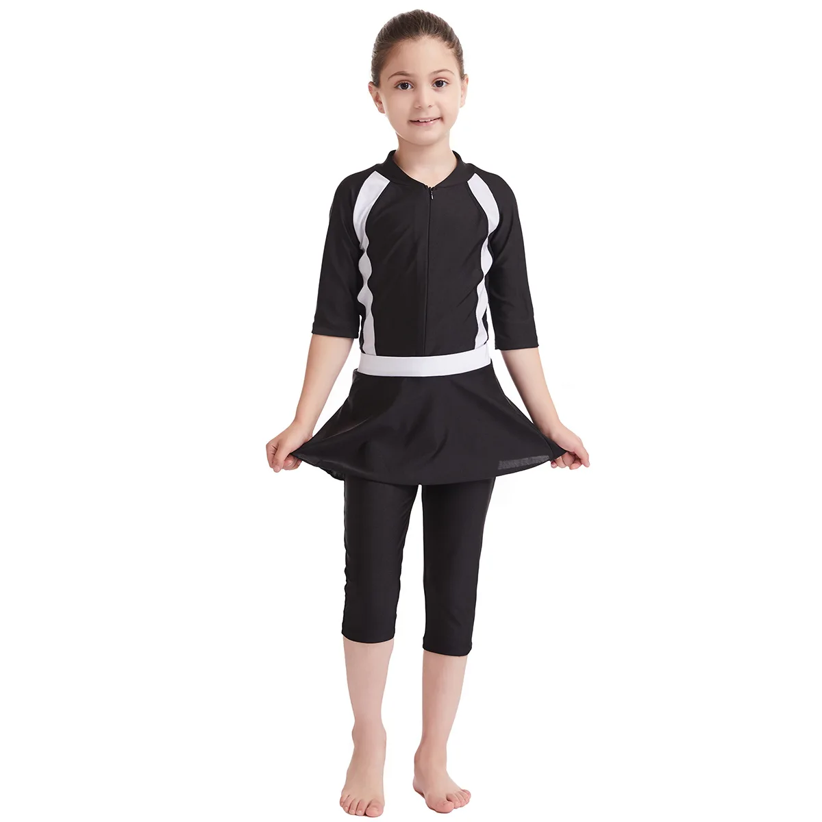 Muslim Swimwear Girl Cap Jumpsuit Skirt 3Pcs Modest Swimsuit for Girls Bath Swimming Suit Arab Islamic Baby Teens Kids Beachwear