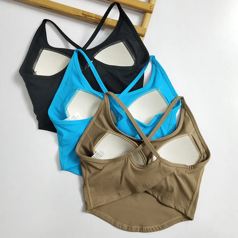 Women's Seamless Yoga Sports Bra - Criss Cross Back, No Cup Shifting, Sexy Pilates Workout Tank Top