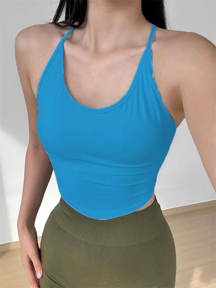 Women's Seamless Yoga Sports Bra - Criss Cross Back, No Cup Shifting, Sexy Pilates Workout Tank Top