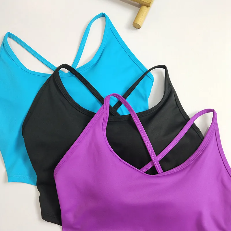 Women's Seamless Yoga Sports Bra - Criss Cross Back, No Cup Shifting, Sexy Pilates Workout Tank Top