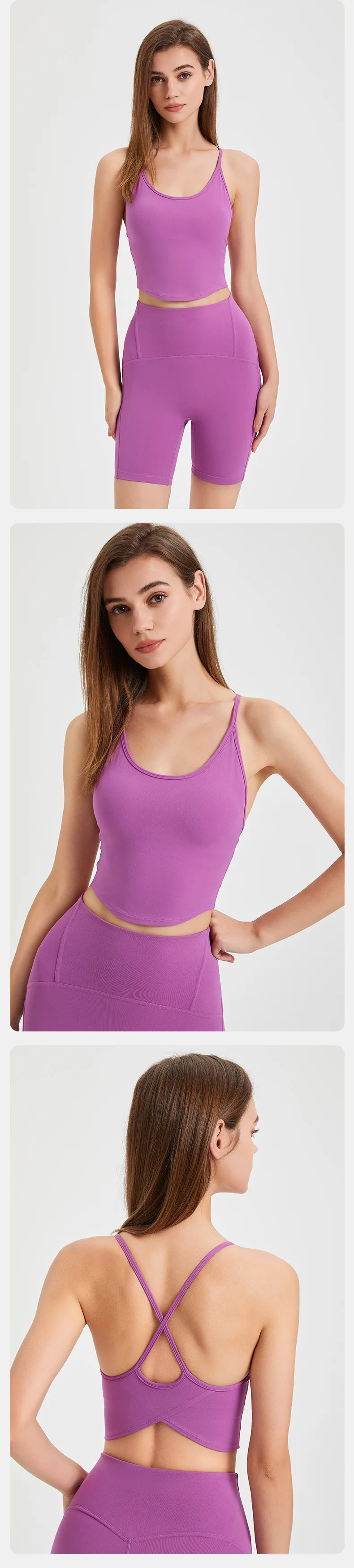 Women's Seamless Yoga Sports Bra - Criss Cross Back, No Cup Shifting, Sexy Pilates Workout Tank Top