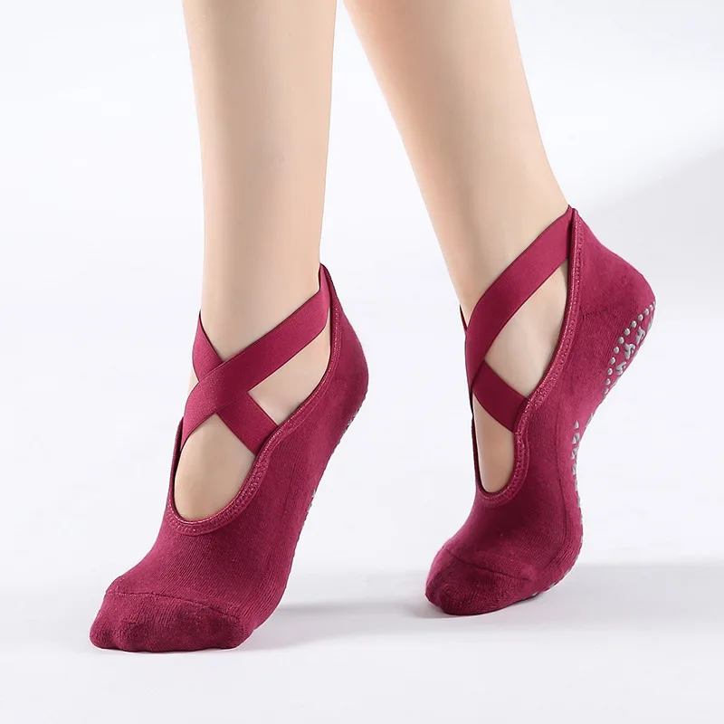 Women High Quality Breathable Yoga Socks Silicone Non-Slip Bandage Pilates Sock Ladies Ballet Dance Fitness Workout Cotton Socks