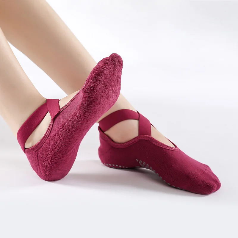 Women High Quality Breathable Yoga Socks Silicone Non-Slip Bandage Pilates Sock Ladies Ballet Dance Fitness Workout Cotton Socks