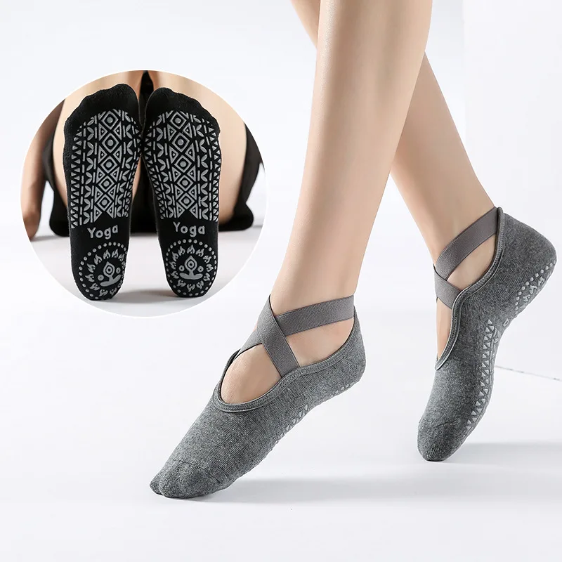Women High Quality Breathable Yoga Socks Silicone Non-Slip Bandage Pilates Sock Ladies Ballet Dance Fitness Workout Cotton Socks