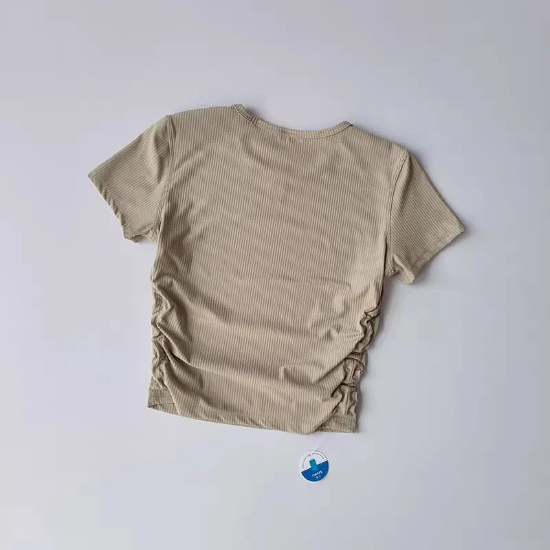 Women Seamless Yoga T-Shirt Ribbed Sports Shirt Breathable Gym Tops Sport Blouse Shirt Short Sleeve Running T-Shirt Yoga Shirts