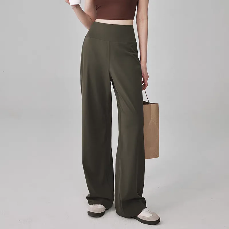 Women's High Quality Pants With Pockets High Waist Stretch Loose Sweatpants Nake-Feeling Sports Leisure  Yoga Workout Pants