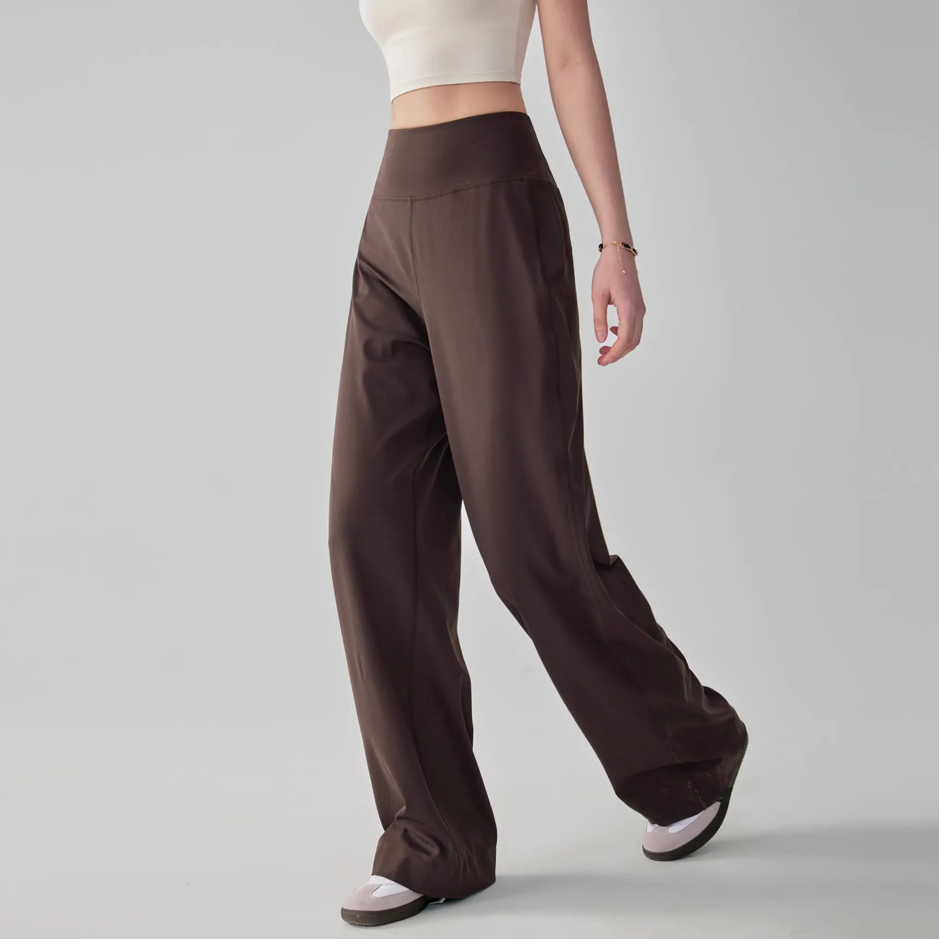 Women's High Quality Pants With Pockets High Waist Stretch Loose Sweatpants Nake-Feeling Sports Leisure  Yoga Workout Pants
