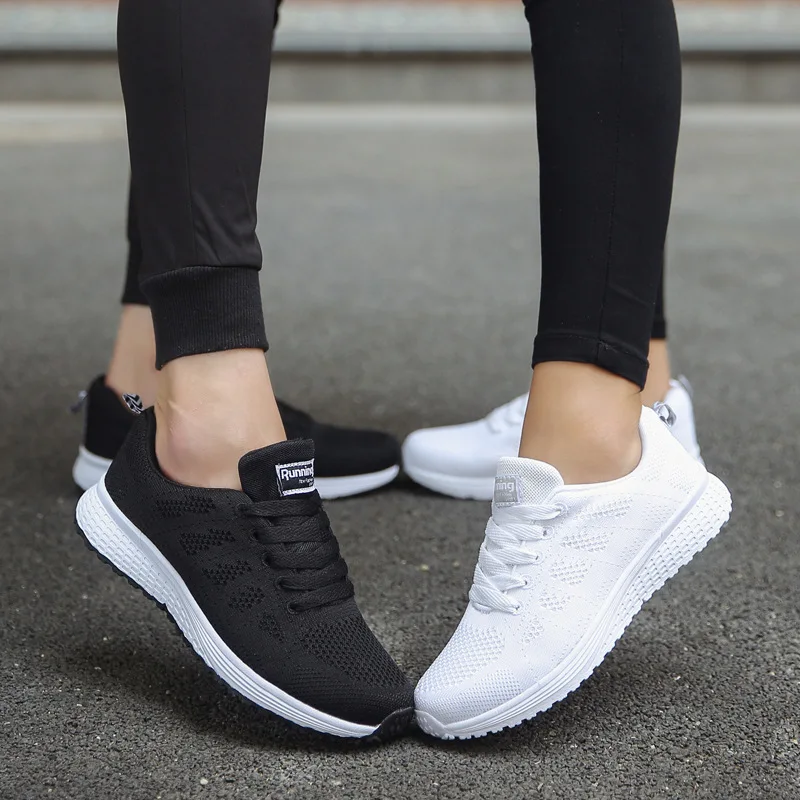 Women Casual Shoes Fashion Breathable Walking Mesh FlatShoesSneakers White Female Footwear