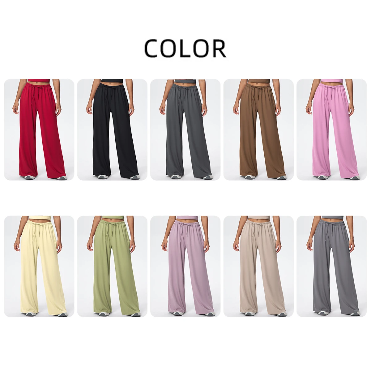 Breathable Solid Color Loose Yoga Pencil Pants Lifting Buttocks Sports Quick Drying Wide Leg Pants With Pockets Gym Yoga Pants