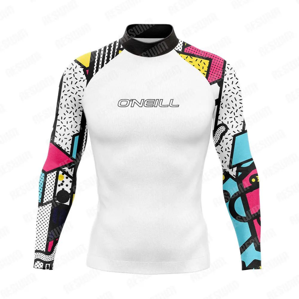 New Men's Rash Guards Swimsuit Long Sleeve Surf Swimming T-shirt Beach UV Protection Swimwear Lycra Skin Surfing Diving Clothing