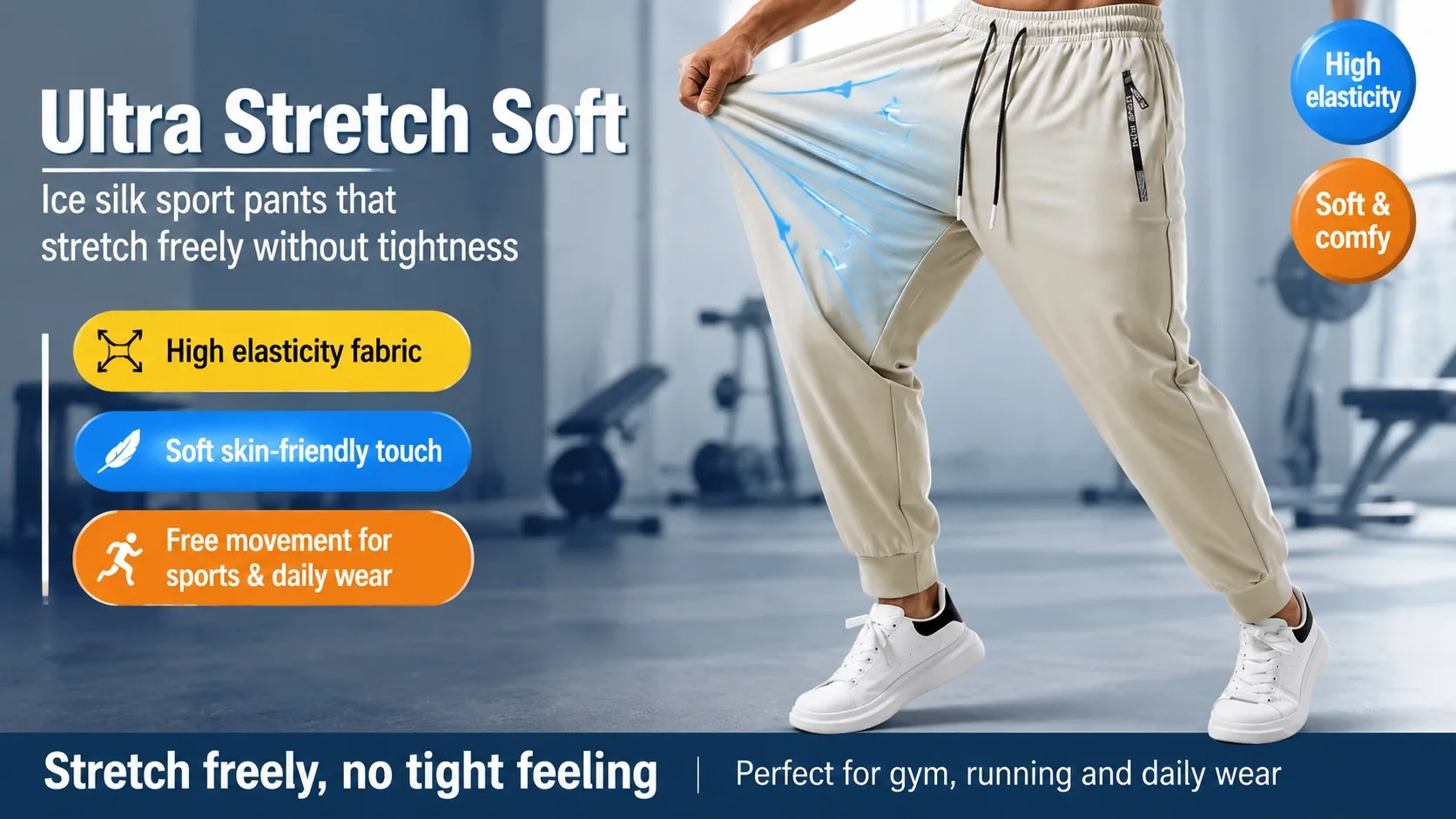 2-Pack Men's Sports Trousers High Stretch Men's Jogging Pants Quick-Drying Sweatpants Baggy Man Fishing Gym Sportswear Pants