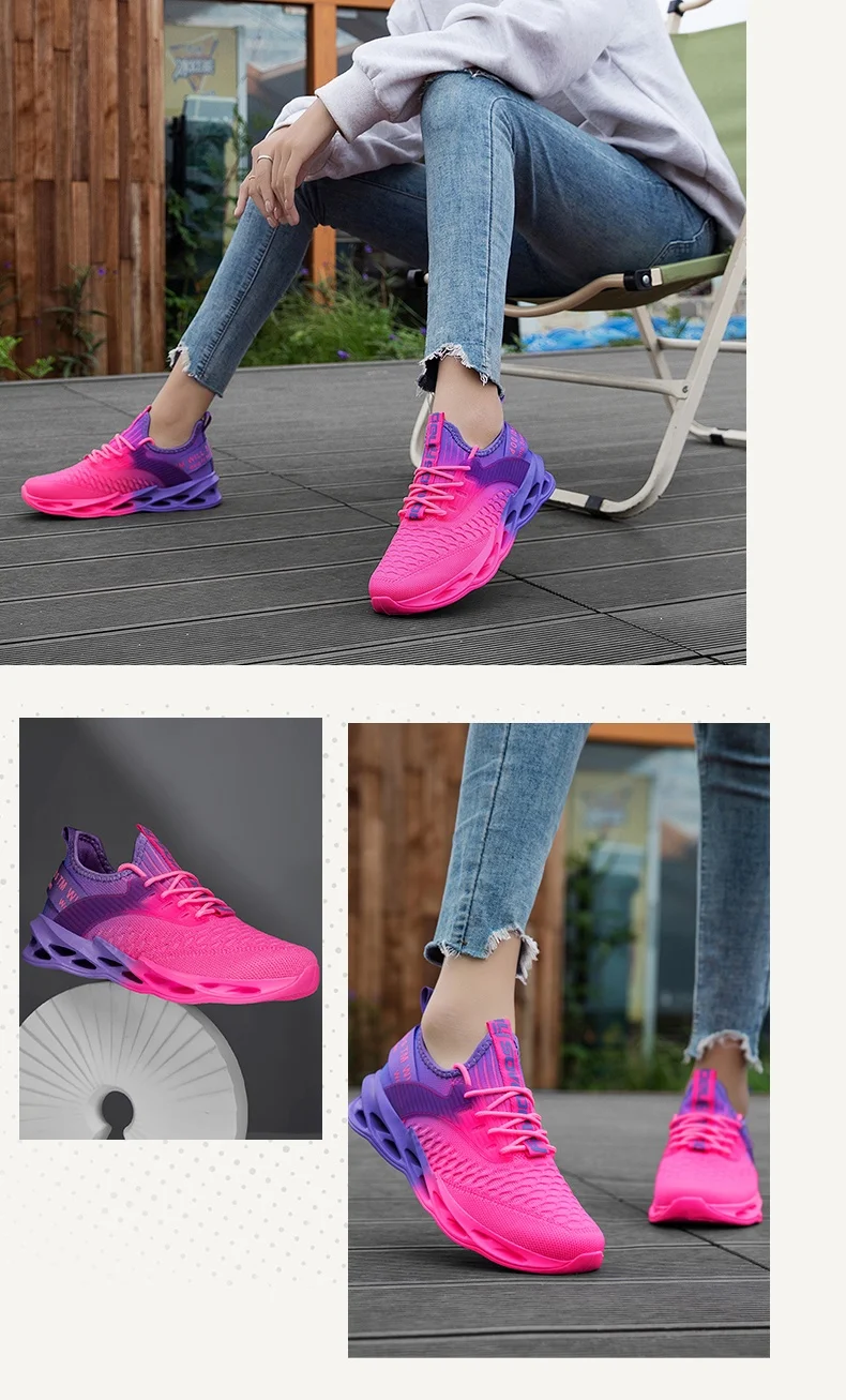 Hot Sale Summer Pink Casual Sneakers Women Men Blade Shoes Big Size 46 Light Breathable Running Shoes Men Mesh Sports Sneakers