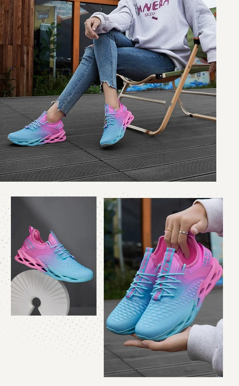 Hot Sale Summer Pink Casual Sneakers Women Men Blade Shoes Big Size 46 Light Breathable Running Shoes Men Mesh Sports Sneakers