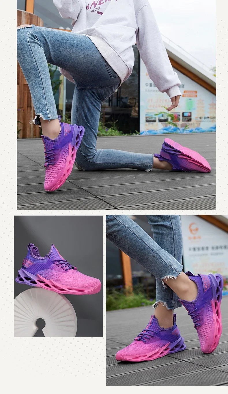 Hot Sale Summer Pink Casual Sneakers Women Men Blade Shoes Big Size 46 Light Breathable Running Shoes Men Mesh Sports Sneakers