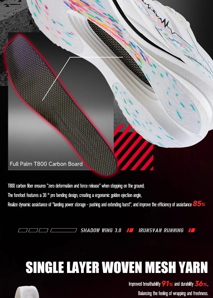 IRUNSVAN T800 Carbon Plate Sports Shoes Professional Marathon Racing Running Shoes for Man Cushioning Trainers Outdoor Athletic
