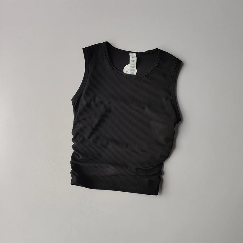 Summer Nude Yoga Racerback Female Fold Slim Fit Sports Running and Fitness Outwear Crop Top Bras Vest Shirt Quick Dry Clothing