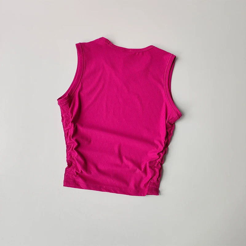 Summer Nude Yoga Racerback Female Fold Slim Fit Sports Running and Fitness Outwear Crop Top Bras Vest Shirt Quick Dry Clothing