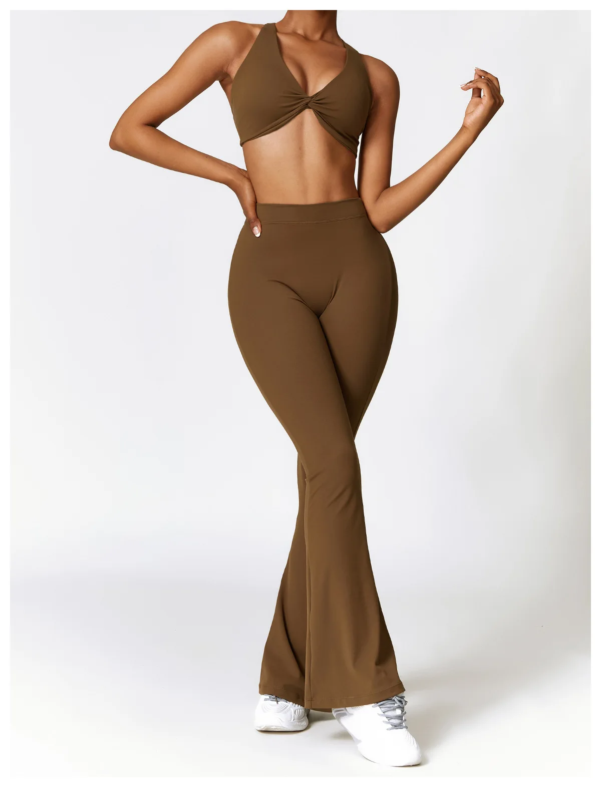 Flare Leggings V-shaped Hip Yoga Pants Women High Waist Wide Leg Pants Women Gym Fitness Sports Flared Pant Latin Dance Trousers