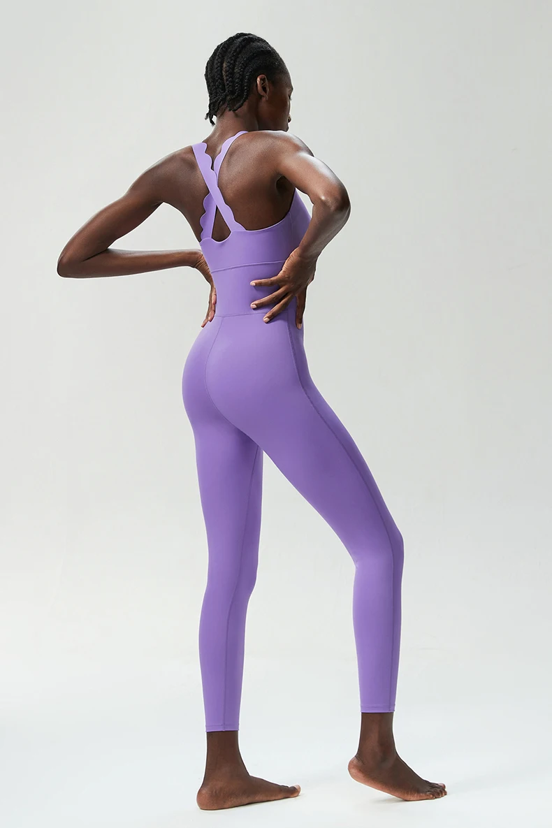 One Piece Gym Running Suit Women Stretch Soft Slim Fit Yoga Jumpsuit Breathable Super Stretch Workout Clothes Female Sportswear