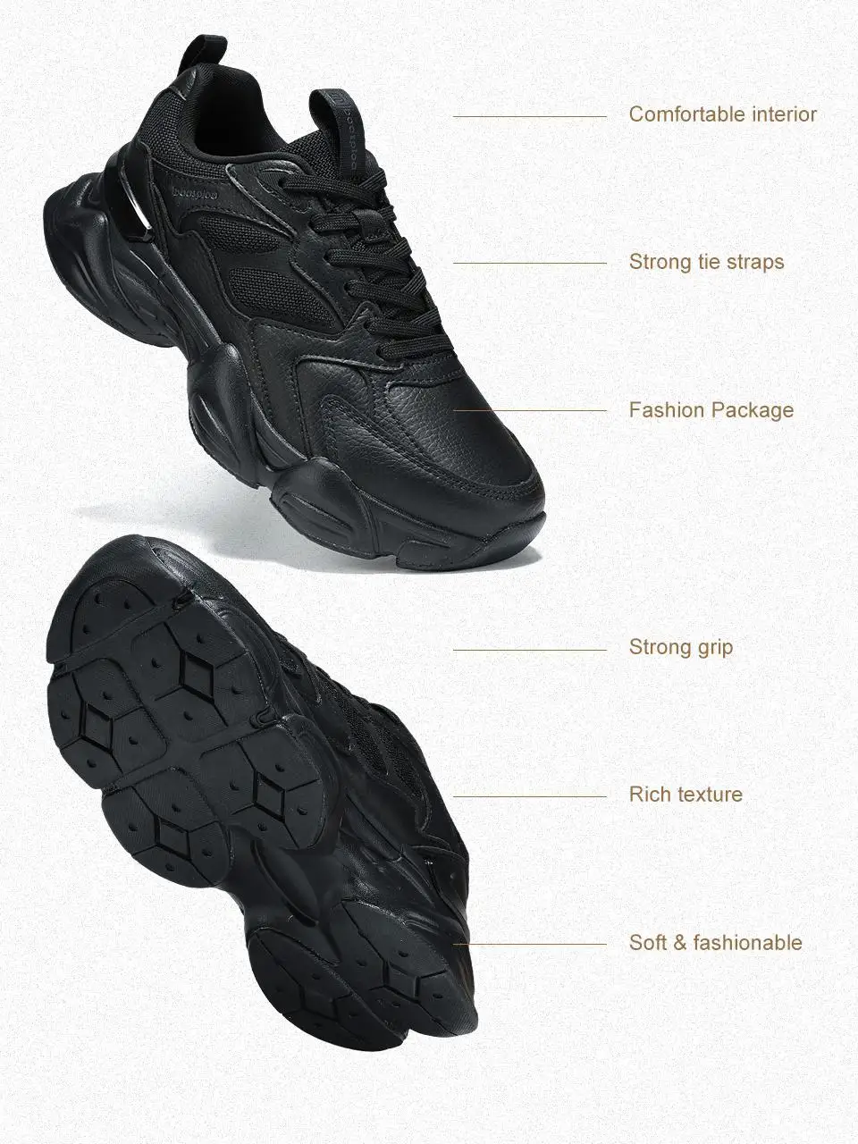 Baasploa Women Walking Sneakers Comfort Leather Mesh Casual Shoes Female Solid Color Fashion Sport Shoes Non-Slip Hight Increase